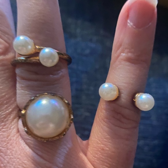 Costume “Pearl” Rings - Set of 3 - Picture 2 of 5